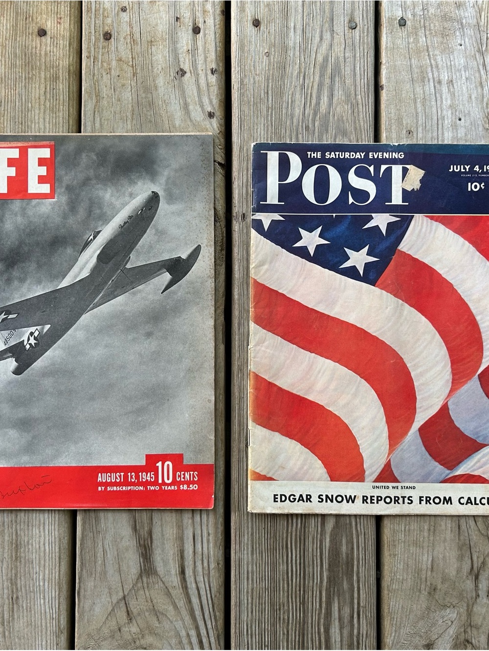 Vintage 42&45  LIFE & The Saturday Evening Post Cover Art Set - Red, Blue, White